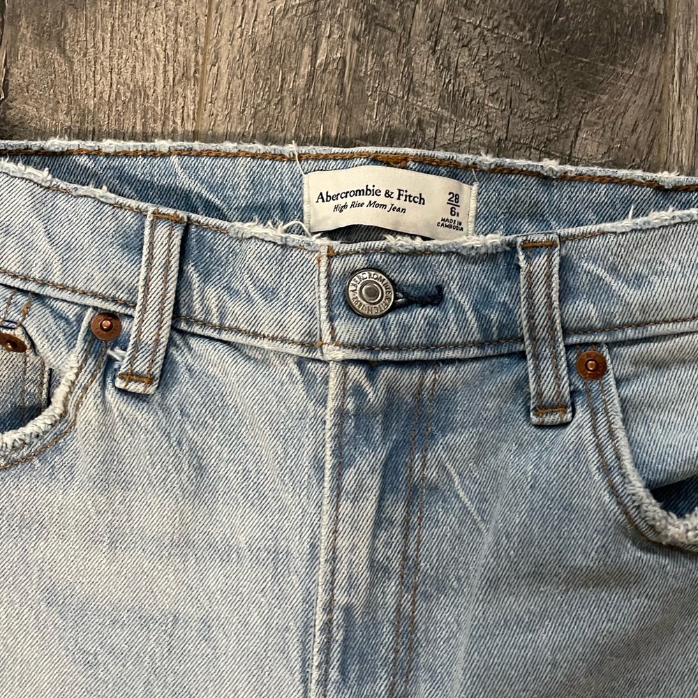 A&F distressed straight leg jean